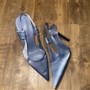 Zara Satin Baby Blue Slingback Heels